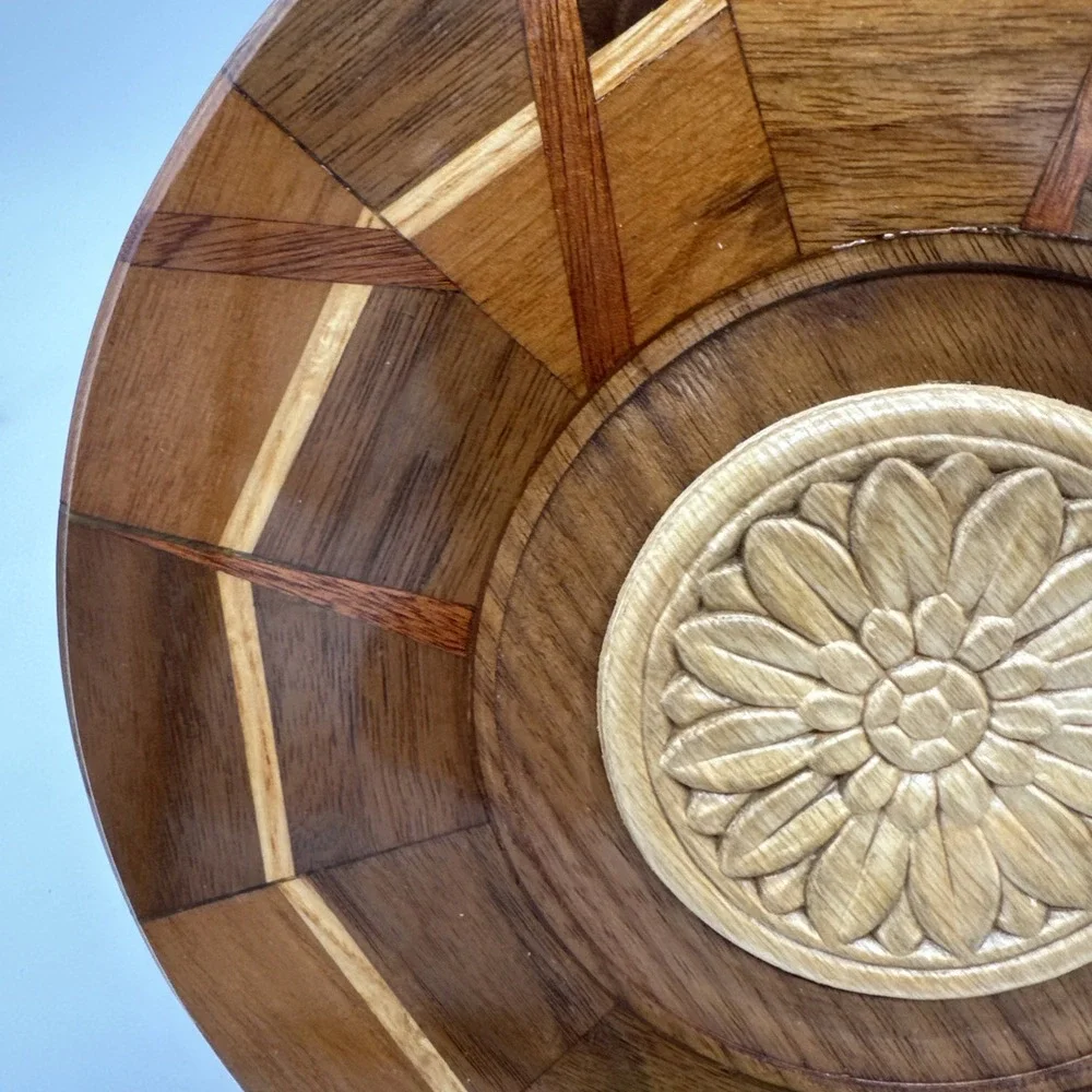 Lazy Susan Mixed Wood Some Inlaid With Spinning Tray 10